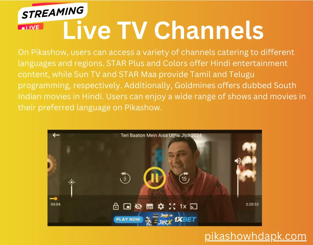 Live Tv channels on Pikashow 